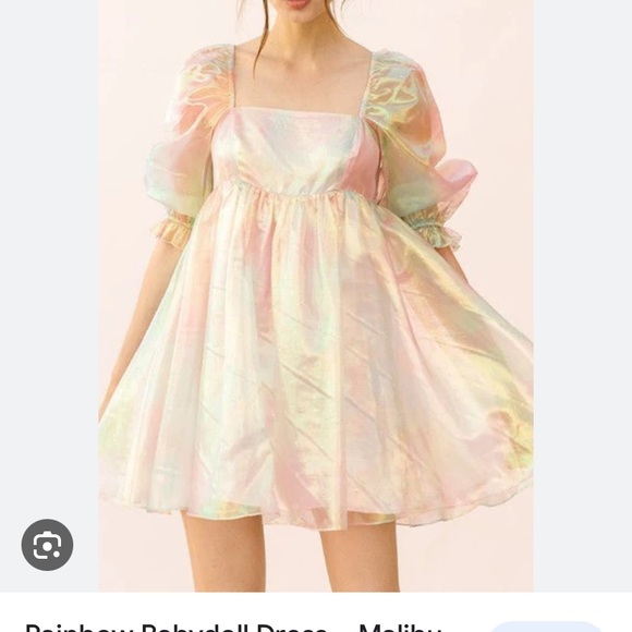 LIKE NEW STORIA BABY DOLL PINK PUFF SLEEVE MINI DRESS TAYLOR SWIFT SIZE SMALL - Picture 5 of 9